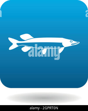 Pike fish icon, simple style Stock Vector