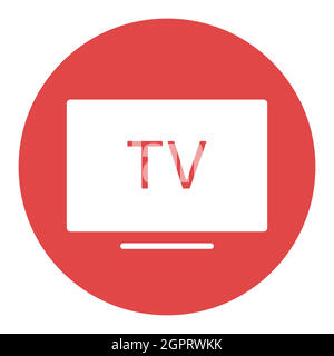 Smart TV flat vector isolated sign white glyph icon Stock Vector