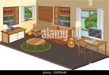 Living room interior with furniture Stock Vector