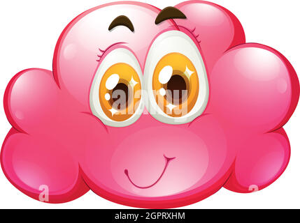 Happy face on pink cloud Stock Vector