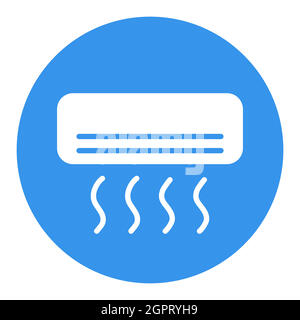 Split-system air conditioner flat vector isolated white glyph icon Stock Vector