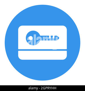 Card key flat vector isolated sign white glyph icon Stock Vector