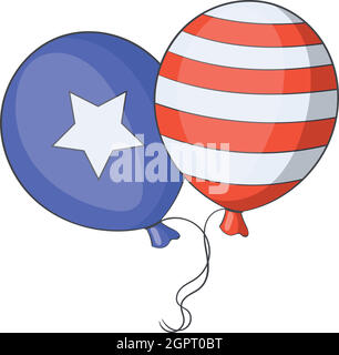 Independence day balloons icon, cartoon style Stock Vector