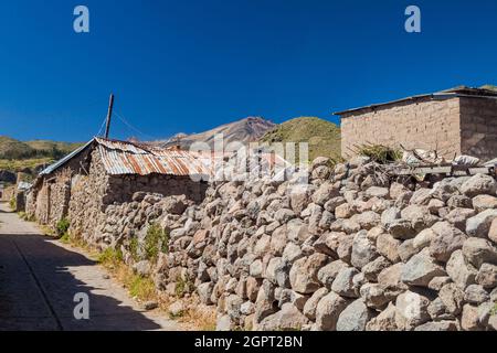 Poor houses in Cabanaconde village, Peru Stock Photo