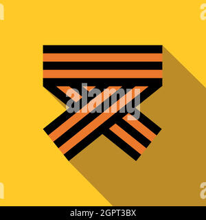 Orange and black striped ribbon symbol icon Stock Vector