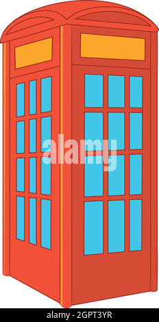Red telephone box icon, cartoon style Stock Vector