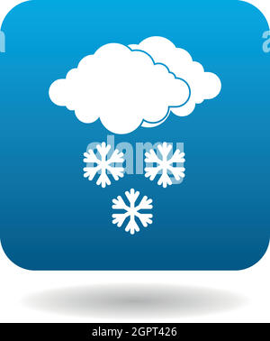 Clouds with snowflakes icon in simple style Stock Vector