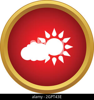 Cloud and sun icon, simple style Stock Vector