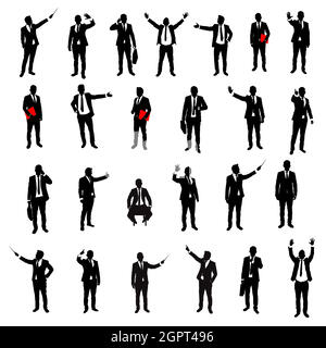 Silhouettes of business men, vector set Stock Vector
