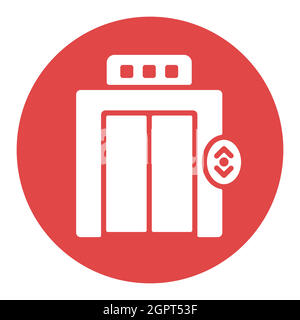 Elevator, lift flat vector isolated sign white glyph icon Stock Vector