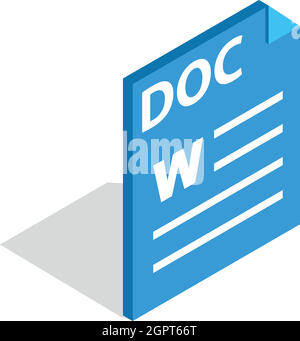 Text file format DOC icon, isometric 3d style Stock Vector