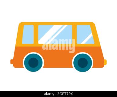 Minibus side view. Automobile in flat style. Stock Vector