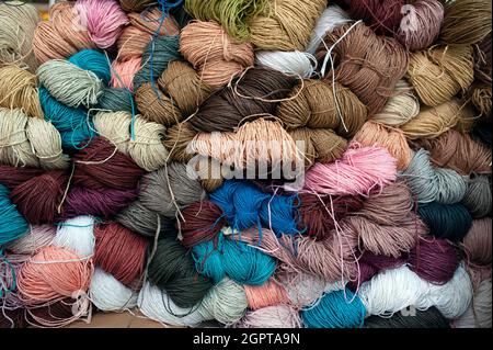 Colored yarns Stock Photo