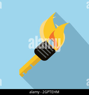 Burning torch icon in flat style Stock Vector