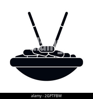 Bowl of rice with chopsticks icon, simple style Stock Vector