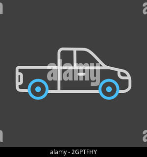 Pickup car flat vector icon isolated on dark background Stock Vector