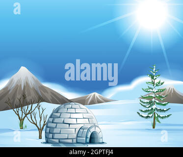 Igloo in the north pole Stock Vector