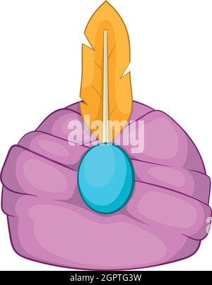 Indian headgear turban with feather icon Stock Vector