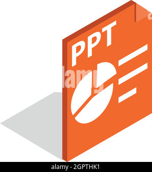 PPT file extension icon, isometric 3d style Stock Vector