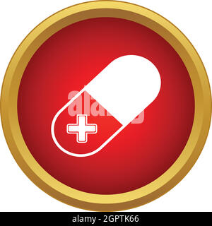 Pill icon, simple style Stock Vector