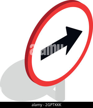 Right road sign icon, isometric 3d style Stock Vector