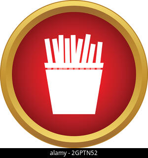French fries in a box icon in simple style Stock Vector