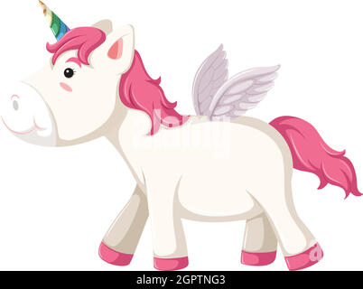 Isolated unicorn character on white background Stock Vector