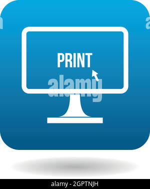 Print word on a computer monitor icon Stock Vector