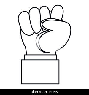 Raised up clenched male fist icon, outline style Stock Vector