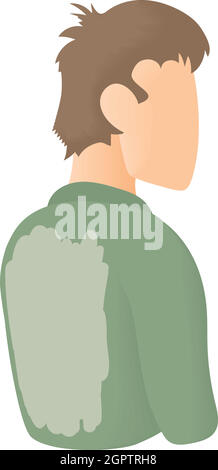 Man in a stained shirt on his back icon Stock Vector