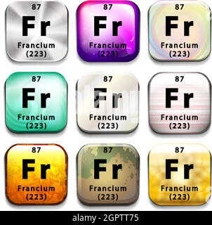 A button with the chemical element Francium Stock Vector