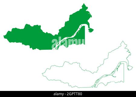 Tonantins municipality (Amazonas state, Municipalities of Brazil, Federative Republic of Brazil) map vector illustration, scribble sketch Tonantins ma Stock Vector