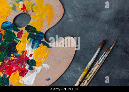 Artist props collection on table Stock Photo