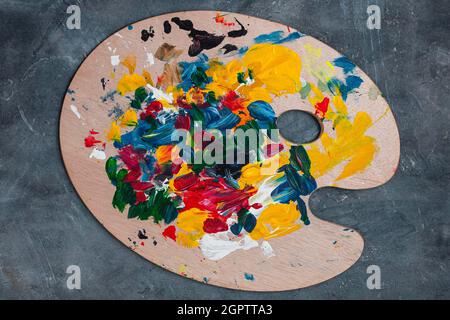 Artist props collection on table Stock Photo