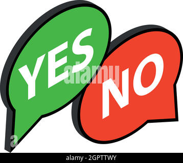 Speech bubble yes no icon, isometric 3d style Stock Vector