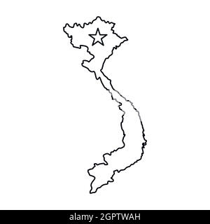 Vietnam map icon, outline style Stock Vector
