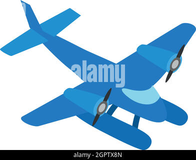 Blue small plane icon, isometric 3d style Stock Vector