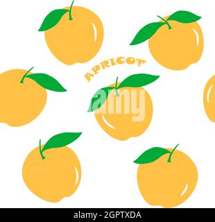 Apricots. Seamless pattern. Vector illustration. Stock Vector