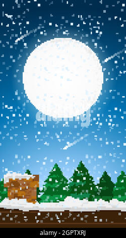 Background scene with fullmoon in the sky Stock Vector