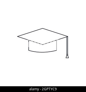 Graduation cap icon, outline style Stock Vector