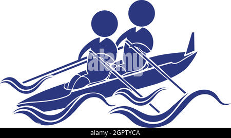 Sport icon design for kayaking in blue Stock Vector