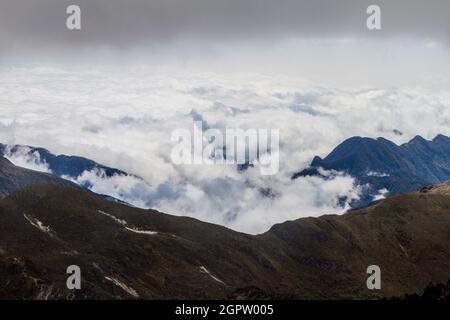 Ecuadorian mountains in clouds Stock Photo