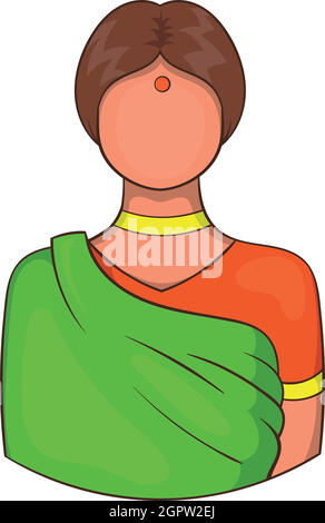 Indian woman in traditional Indian sari icon Stock Vector