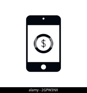 Smartphone with dollar sign on display icon Stock Vector