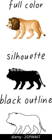 Vector Illustration Of A Lion In Black Silhouette Against A Clean White 