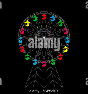 Ferris wheel over black Stock Vector