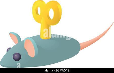 Clockwork mouse icon in cartoon style Stock Vector