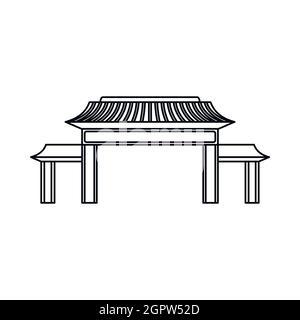 Pagoda icon, outline style Stock Vector