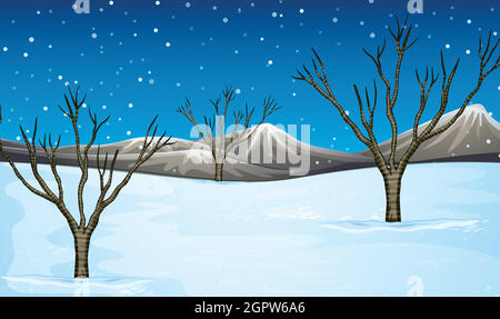 Field covered with snow Stock Vector