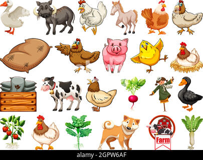 Set of farm animals Stock Vector Image & Art - Alamy